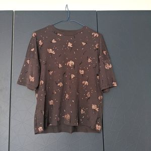 Grey Floral T-shirt | Zara